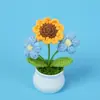 Terminado Punto de Cruz Tejido Lana Girasol Maceta Margarita Nomeolvides Flor Artificial Lirio Adornos Día de San Valentín