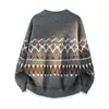 2026 Suéter Retrô Unisex de Alta Qualidade Estilo Étnico Fair Isle Gola Redonda Relaxada Malha Tendência Manga Longa Masculina
