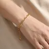 Pulsera Transfronteriza Nuevo Estilo Francés Retro de Eslabones Geométricos Exquisita en Color Dorado y Acero, Joyería de Acero Inoxidable Moderna y Versátil