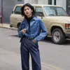 Em estoque Outono e Inverno 2025 nova moda estilo coreano versátil solta jeans manga longa para mulheres petites, azul, outras cores disponíveis