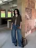 Nuevo el 18.08: Jeans retro de ajuste holgado para mujer, ideales para equipo, con textura lavada, pantalones de pierna ancha y corte curvo 66603