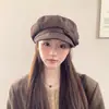 Gorra Octagonal Retro de Mezclilla Estilo Coreano para Mujer, Nuevo Modelo 2026, Gorra de Ala Corta de Nicho que Hace que la Cara Parezca Más Pequeña, con Lazo, Gorra Artística de Pintor