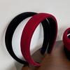 Diadema Retro de Terciopelo Rojo Coreana de Ala Ancha Estampado de Sello de Esponja para el Cabello Popular en Internet Accesorios para el Cabello de la Parte Superior de la Cabeza de Temperamento para Salir Otoño e Invierno