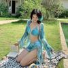 Traje de baño bikini para mujer sexy deseo puro conjunto de tres piezas 2025 nuevo realce para busto pequeño ropa de baño para vacaciones junto al mar aguas termales