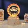Bola de Cristal Transfronteiriça Base Giratória com Textura de Madeira Luminária Noturna Brilhante Lâmpada do Céu Estrelado 3D Decoração de Mesa Presente Criativo de Feriado