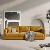 Sofá de tela chenilla, sofá minimalista nórdico para sala de estar de apartamento pequeño, sofá de línea recta estilo wabi-sabi de diseñador para casa de huéspedes
