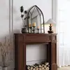 Gabinete Estrecho Decorativo de Chimenea Estilo Francés Vintage en Color Nogal Macizo, Adecuado para Casas de Huéspedes, Soporte de Exhibición, Divisor de Sala de Estar, Gabinete de Entrada y Estante de Almacenamiento