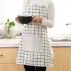 Tecido Xadrez Listrado Sem Mangas Algodão Linho Avental Adulto Moda Masculina e Feminina Cozinha Cozinhar Assar Restaurante Macacão à Prova de Óleo