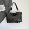 Bolso de Hombro de Lentejuelas a la Moda, Gran Capacidad, Elegante Bolso Tote para Viajes Diarios, Estilo Coreano, Sencillo y Versátil, Bolso de Cadena para Mujer de Comercio Exterior