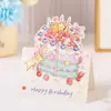 Cartão de Aniversário 3D em Aquarela Transfronteiriço Cartão de Aniversário Criativo Floricultura Panificação Cartão Pequeno Simples de Bênção de Aniversário