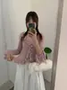 Top de punto blanco con cuello en V y volantes para mujer, otoño e invierno, suave y seductor, adelgazante, talla única, disponible en negro, albaricoque, rosa y morado