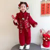 Roupa Nova de Ano Novo Infantil para Meninas, Conjunto Estilo Chinês, Novo Traje Tang Estilo Chinês, Hanfu, Roupa de Ano Novo de Inverno, Traje de Performance para o Dia de Ano Novo