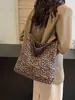 Bolso Cruzado de Estilo Japonés y Coreano con Estampado de Leopardo Ins 2024 Estilo Lazy Retro Estilo Occidental Bolso de Hombro de Lona Estudiante Todo Combinable Bolso de Tela