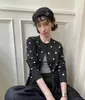 ¡Chiwu STUDIO! Cárdigan de punto de lunares gris oscuro, nuevo estilo otoño/invierno, abrigo suéter retro de cuello redondo para mujer