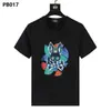 Camiseta al por mayor de marca americana moderna Psychobunny con estampado de calavera de conejo colorido y degradado, manga corta, cuello redondo
