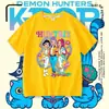 Camiseta Casual de Verão para Meninas K-POP Coreano Caçadora de Demônios Manga Curta Algodão Puro Estampa de Menina Versão Q Infantil