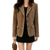 Ropa de Mujer Ropa de Mujer Coreana Dongdaemun Moda de Alta Calidad Cuadros Bloque de Color Traje de Lana Chaqueta Exterior Ajustado Traje