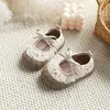 Zapatos de Caminar para Niñas con Lazo, Nuevos Zapatos de Princesa Antideslizantes de Primavera y Otoño, Zapatos de Cuero con Suela Suave y Estampado Floral para Niños de 1 a 3 Años