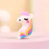 Set de Lápices Unicornio Arcoíris Estuche Protector de Lápiz de Pegamento Suave de PVC Lindo Animales de Dibujos Animados Creativos Pequeño Regalo para Niños