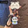 Pingente Chaveiro Panda Fofo Original Desenho Animado Chapéu Amarelo Pequeno Animal Adorável Chaveiro de Pelúcia Decoração de Bolsa