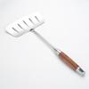 Espátula de Aço Inoxidável 304 com Cabo de Madeira de Pera, Conjunto de 6 Peças para Cozinha, Colher de Sopa, Pegador de Macarrão, Espátula para Fritar, Espátula Grande para Peixe, Cabo Longo, Antiderrapante