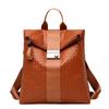 Mochila Transfronteiriça Feminina Novo Estilo Coreano Tendência Tecida Couro Macio Moda Simples Estilo Preppy Casual Bolsa para Atacado