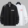 Moletom masculino de primavera e outono, tamanho grande, versátil, folgado, casual, moderno, gola redonda, pulôver, grosso, camisa básica estilosa
