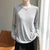 Tejido de Punto Fino de Alto Número para Mujer Textura Delicada Versátil para el Trabajo Otoño/Invierno Nuevo Estilo Corte Delgado Capa Base