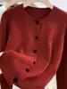 Chaqueta de punto con bordado de lazo y manga larga para mujer, suéter 2025, nueva prenda de exterior para primavera y otoño, estilo holgado, top