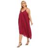 Vestido Feminino Plus Size Transfronteiriço, Vestido de Alça com Decote V, Caimento Solto Irregular com Bolsos Duplos, Feminino F200525