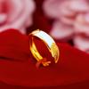 Anel de Casal Banhado a Ouro Cobre Nova Moda Esmeralda Negra Anel Par Masculino e Feminino Personalizado Aberto em Formato de Anel de Ouro Joia