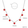 Collar con colgante de fresa acrílica de diseño creativo, cadena para la clavícula con forma de corazón y goteo de aceite rojo, joyería de acero inoxidable