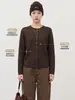 Nuevo Cardigan de Lana Fina para Mujer Estilo Invierno con Borde Enrollado, Cuello Redondo y Botones, Suéter de Punto Ajustado, Abrigo Adelgazante y Cómodo