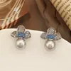 Brincos de borboleta de cristal verde com laço de mola, pino de prata 925, brincos degradê de gelo quebrado, brincos pop de nicho