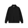 Cardigan de Marca da Moda com Gola Alta e Zíper Jaqueta para Homens e Mulheres Peso Pesado 400g Cor Sólida Solta Casual Estilo Esportivo Moletom Outono
