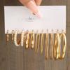 Aretes de aleación estilo europeo y americano aretes geométricos cuadrados aretes clásicos retro aretes estilo Hepburn traje juego de 6 piezas