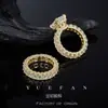 Anillo de Plata de Ley S925 Más Vendido en Amazon Transfronterizo, Joyería de Anillo Combinado de Moissanita de Corte Radiante de Gama Alta de Nicho