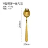 Colher e Garfo de Aço Inoxidável Colher Integrada Garfo de Salada Criativo Cabo Longo Garfo para Macarrão Instantâneo Colher de Mesa para Casa Restaurante Colher de Salada Sobremesa