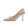 878-5 Zapatos de Tacón Alto Sexy con Lazo de Una Línea para Mujer Otoño 2025 Nuevos Elegantes Tacones de Aguja de Punta Fina