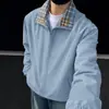 Jaqueta de lapela listrada estilo americano transfronteiriça, unissex, adequada para primavera e outono, casual e versátil, nova peça de outer wear patchwork estilo rua