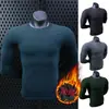 Ropa de Fitness para Hombre en Otoño e Invierno Mallas de Secado Rápido Ropa de Entrenamiento para Gimnasio Tops para Correr Ropa Casual Cálida con Forro Polar