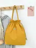 Bolsa de Almacenamiento Tejida de Pana de Color Sólido con Cierre de Cordón, Bolsa de Maquillaje Portátil de Gran Capacidad para Mujeres