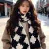 Cachecol para Mulheres Inverno 2025 Novo Estilo Coreano Retrô Xadrez Tricô Versátil Lã Quente Estudante Cachecol de Alta Qualidade