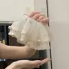 Goma para el pelo de encaje color blanco roto estilo francés con perlas, aspecto vintage de alta gama, elegante para coleta, accesorio versátil para el cabello