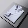 Recomendación popular: Camisa de manga larga estilo business casual con diseño de botones y cuello a rayas claras y oscuras, camisa para hombre