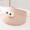 Sombrero de verano para niños, sombrero de paja con parte superior vacía, protector solar para niñas, sombrero con lazo de encaje, sombrero de moda al por mayor