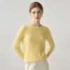 2026 suéter de lã de malha de cor sólida com gola redonda e mangas compridas, novo e versátil, para outono e inverno, feminino, de caxemira, camada base