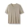 Nueva Camiseta Pullover de Lino de Manga Corta para Mujer, Color Mixto Versátil, Fresca y Elegante, Cuello Redondo, Nueva Colección Primavera/Verano 2026, Elegante de Media Manga