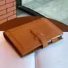 Cuaderno de Piel Genuina, Piel de Vaca de Primera Capa, Bloc de Notas Grande A5 para Reuniones, Cuaderno de Oficina de Negocios con Hojas Sueltas Engrapadas