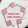 Pulsera de trébol de cinco hojas de alta gama, chapada en oro V de alta calidad con oro de 18 quilates, unisex, versátil, elegante y lujosa